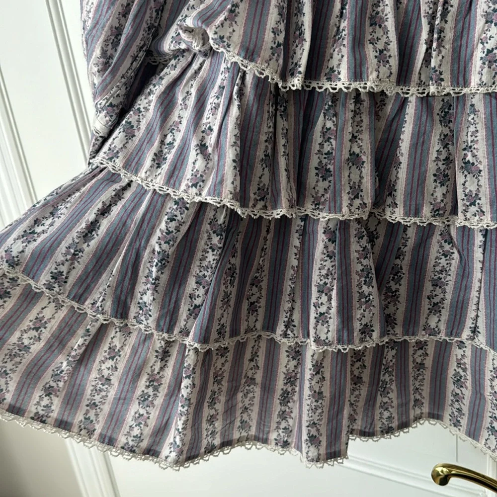 LoveShackFancy Blue and White Striped Mini Dress - Picture 5 of 8